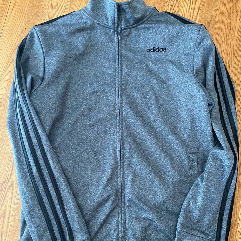 Youth iconic three strip adidas zip jacket